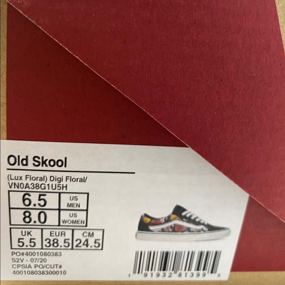 VANS Old Skool Lux Floral Black Suede Shoes Women’s Sneakers Size VN0A38G1U5H - Picture 9 of 10